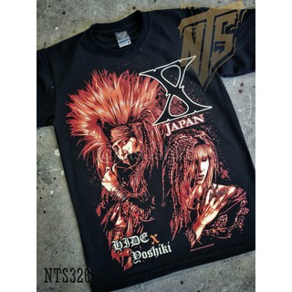 เสื้อยืดวินเทจNTS​ 326 X Japan Yoshiki Hide เสิ้อยืดดำ เสื้อยืดชาวร็อค เสื้อวง New Type System NTS Rock brand Sz. S M L