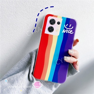 เคสซิลิโคน ลายหน้ายิ้ม สีรุ้ง แฟชั่น สําหรับ OPPO Reno 8 5G OPPO Reno8 Pro 5G 2022 OPPO Reno8