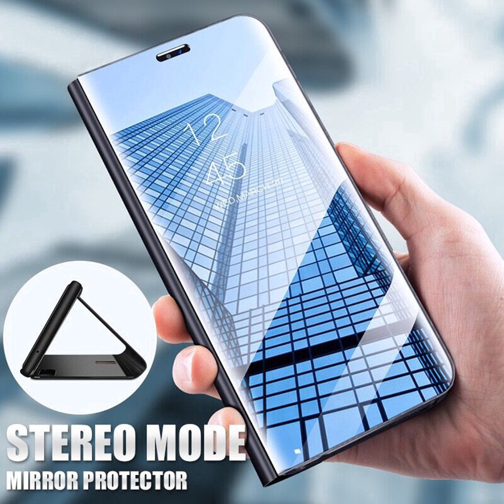 Oppo Realme 2 Pro A3S RENO F11 Pro Luxury Smart Stand Flip Mirror Full Cover Phone Case เคสฝาพับ เปิดปิดเงา