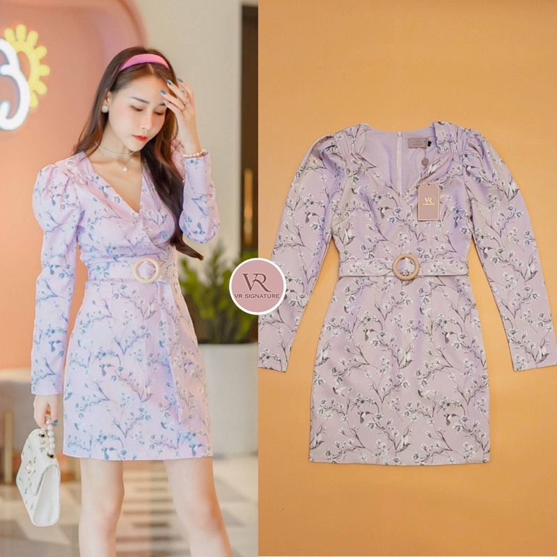 Dress แขนยาว ช่วงไหล่จับจีบพอง 🌷🧸VR Signature​ by VORA 🧸🌷