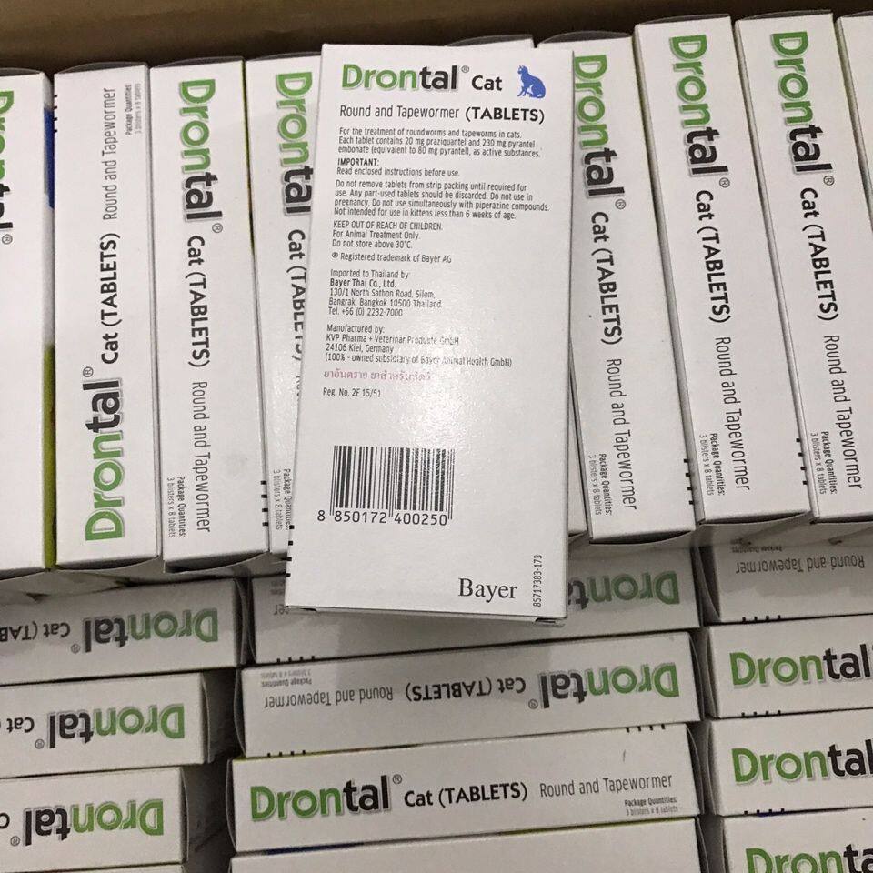 Drontal Cat Bayer Exp.62025 ดรอนทัล แคท สำหรับ แมว cat (24 เม็ดtablets ...