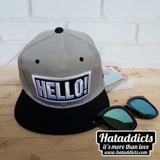 หมวก hiphop ลาย hello! สีเทา