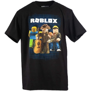 เสื้อยืดผ้าฝ้ายพรีเมี่ยม เสื้อยืด Roblox Boys 8-20 Power Up Tee ขนาดเล็ก สีดํา