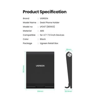UGREEN ที่วางโทรศัพท์มือถือ แบบตั้งโต๊ะ สำหรับ compatible compatible for IPhone 12 11 Pro Max Se 8 7 Samsung Xiaomi มีของพร้อมส่ง