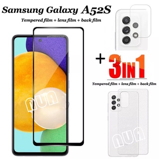 3in1 Samsung Galaxy A52S ฟิล์มเลนส์กล้อง + ฟิล์มกระจกเต็มจอ+ ฟิล์มหลัง ฟิล์มกันกระแทกขอบดำ