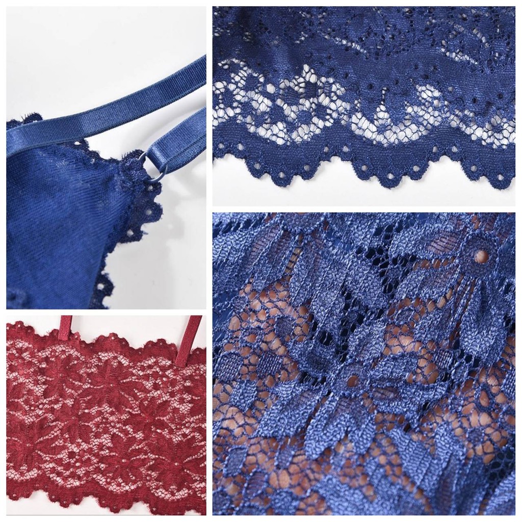 บรา สายเดี่ยว ลายลูกไม้ เกาะอก สปอร์ตบรา เสริมฟองน้ำ ผ้านุ่ม ระบายอากาศ เกรดพรีเมี่ยม - รูปที่ 4