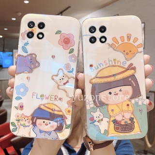 Samsung Galaxy A22 5G 4G เคส Phone Case Cute Flower Girl Cartoon Protective Cover for Samsung Galaxy A22 เคสโทรศัพท TPU Soft Phone Cover