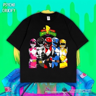 เสื้อยืด ขนาดใหญ่ พิมพ์ลาย Psycho Crucify Power Rangers Mighty Morphin | สีดํา | สีเทาเข้ม | เสื้อเชิ้ต Power Rangers |