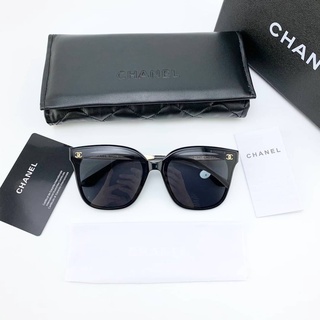 CHANEL CC LOGO GOLD-TONE SUNGLASSES IN BLACK แว่นตากันแดดแฟชั่น แบรนด์เนม ชาแนล เลนส์กันแดด uv400 สีดำ