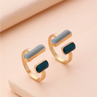 แหวนมินิมอลเซ็ต 2pcs Minimalist Green Cuff Ring