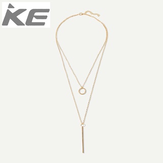 Popular Jewelry Geometric Ring Double Necklace Simple Chain Necklace for girls for women low p