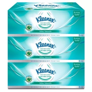 KLEENEX คลีเน็กซ์ ซิลค์กี้สมูท กระดาษเช็ดหน้า หนา 3 ชั้น บรรจุ 80 แผ่น (แพ็ค 3 กล่อง)