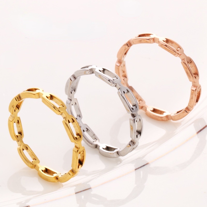 แหวนเหล็กไทเทเนียม สีโรสโกลด์ | สายโซ่เปล่า ทรงสี่เหลี่ยม พร้อมแหวน สําหรับทําริมฝีปาก | แหวนใหม่