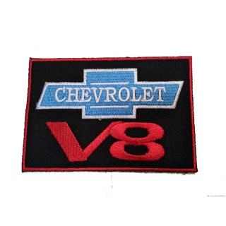 [ตัวรีด เย็บได้] CHEVROLET V8 ป้ายติดเสื้อ logo Embroidered Sew Iron On Patches Badge