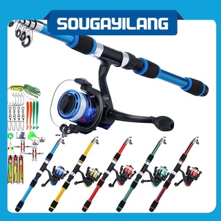 Sougayilang  ชุดรอกคันเบ็ดตกปลา พร้อมสายเบ็ดล่อ 1.8m ชุดคันเบ็ดตกปลา Reel Lure คอมโบ Connector สำหรับตกปลาน้ำจืด