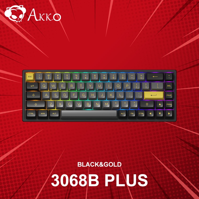 คีย์บอร์ด Akko 3068B Plus Black&Gold (ภาษาอังกฤษ) ประกันศูนย์ 1 ปี