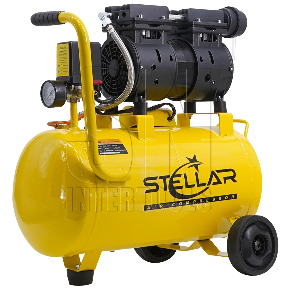 STELLAR ปั้มลมออยล์ฟรี ปั้มลม 30 ลิตร 800W รุ่น STR-30L ปั๊มลม OIL FREE ปั๊มลมเร็ว แรง เสียงเงียบกริบ Air Compressor 30L