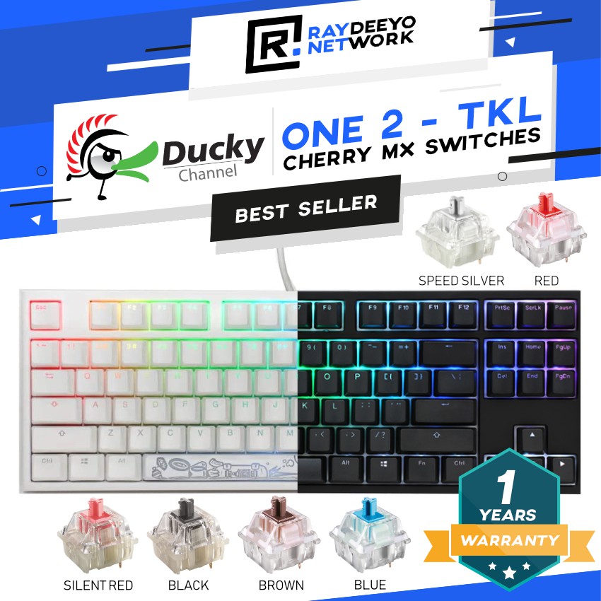 Ducky One 2 TKL RGB (สีขาว/ดํา) Double Shot PBT Mechanical Keyboard [เลือกสวิตช์ของคุณ]