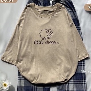 (ขายเฉพาะเสื้อ)เสื้อโอเวอร์ไซส์ ผ้าคอตตอน ลาย น้องแกะ little sheep