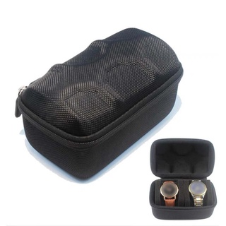 Portable 2 Slots Watch Roll Travel Case EVA Hard Shell Jewelry Display