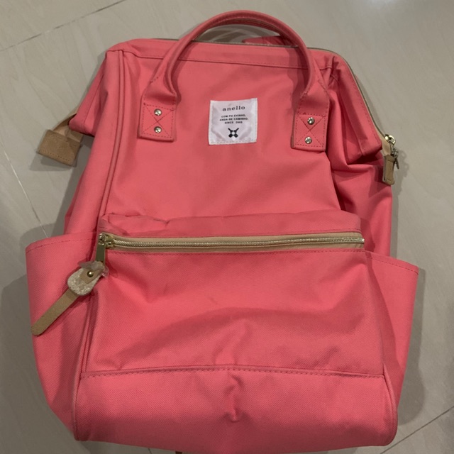 กระเป๋าเป้ anello size ปกติ Regular size สีชมพูโอรส ของแท้!