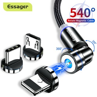 Essager สายชาร์จโทรศัพท์ Micro USB Type C แม่เหล็ก หมุนได้ 540 องศา สําหรับ iP Android