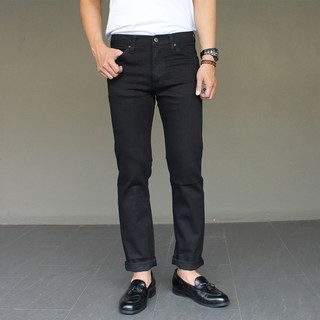 Pom N Jeans กางเกงยีนส์ชาย(Size28-40)ขากระบอกเล็กผ้ายืดสีดำ