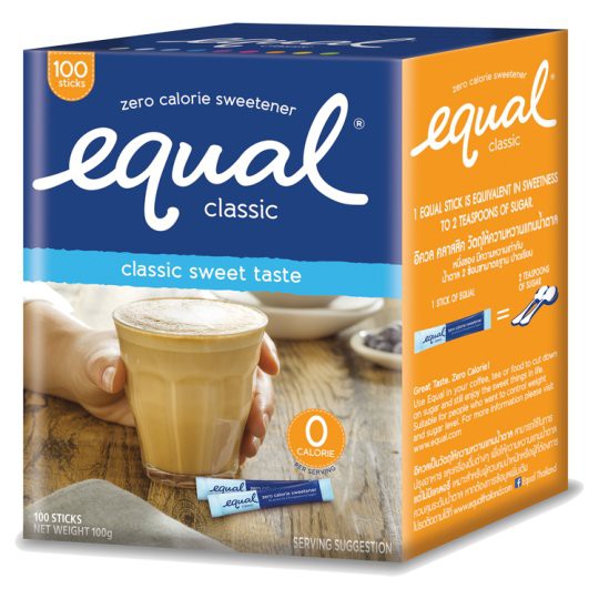 🔥*พร้อมส่ง*🔥 อิควล คลาสสิค วัตถุให้ความหวานแทนน้ำตาล 100 ซอง Equal Classic, sweetener instead of 100