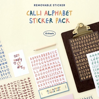 Calli Alphabet Sticker Pack (10 sheets a pack) สติ๊กเกอร์ตัวอักษร แพ็ค 10 แผ่น