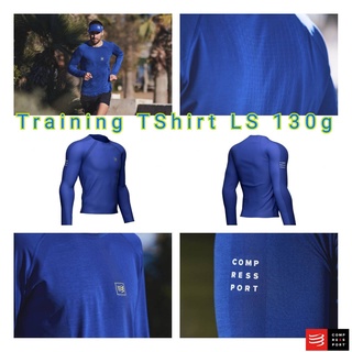 Compressport เสื้อเทรนนิ่ง แขนยาว สำหรับวิ่ง ใส่ออกกำลังกาย สีน้ำเงินTraining Tee Shirt Long Sleeves