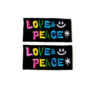 ตัวรีดติดเสื้อ Love &amp; Peace  รัก สงบ ยิ้ม การ์ตูน น่ารัก ไบค์เกอร์ งานเท่ห์ๆ ตัวรีด (Size S) อาร์มรีด อาร์มรีดติดเสื้อ