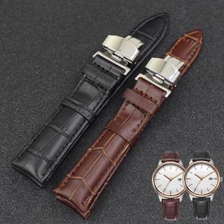 Watch Band Leather Stainless Steel Butterfly Clasp Buckle Strap 18mm 20mm 22mm Universal Replacement