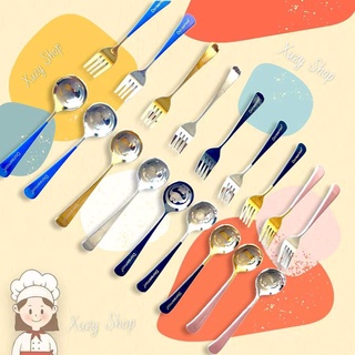 ชุดช้อน+ส้อมโดราเอม่อน Doraemon คุณภาพดี ราคาถูก มีหลายสีให้เลือก หรูหราแฝงความน่ารักด้วยปั้มลายโดราเอม่อน