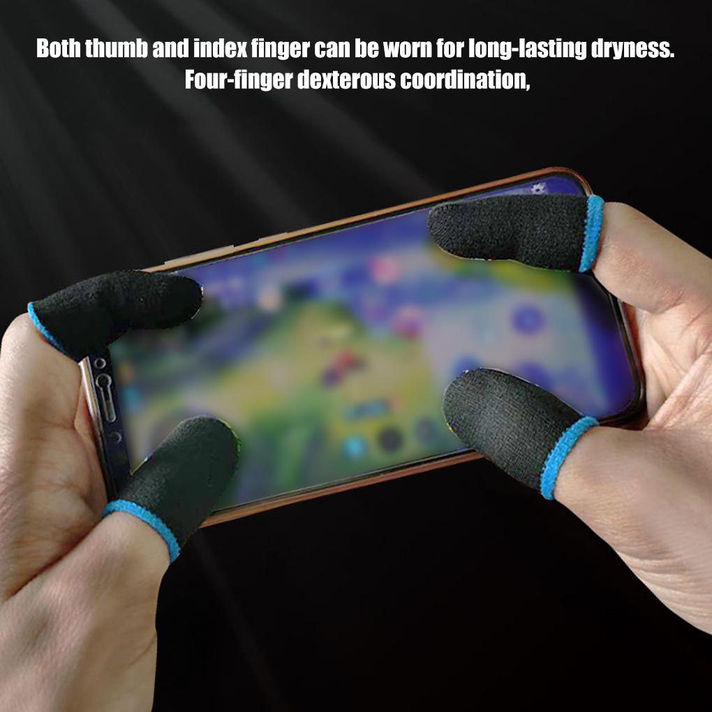 ถุงมือเล่นเกม หน้าจอสัมผัส กันเหงื่อ กันลื่น ปลายนิ้วยืดหยุ่น แบบพกพา สําหรับแล็ปท็อป สมาร์ทโฟน 2 ชิ้น