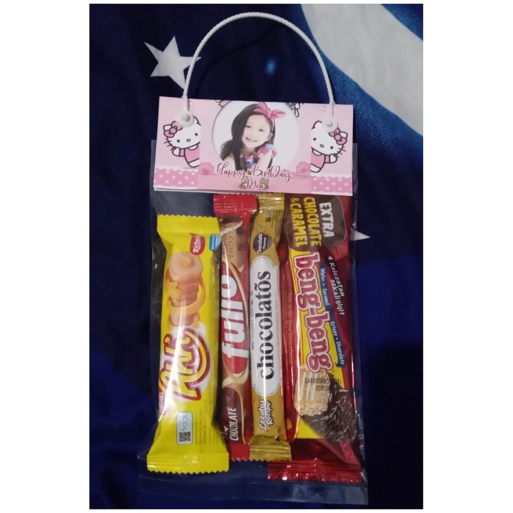 ถุงของชําร่วยขนมวันเกิด (UK 12X20CM) ถุงขนมวันเกิดพลาสติกแบบกําหนดเอง BIRTHDAY SNACK TAG / CHILDRENS