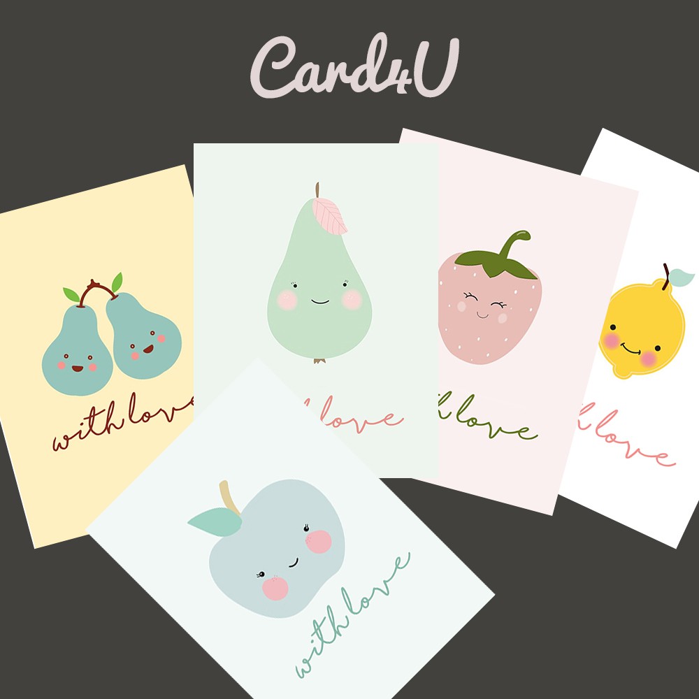 (พร้อมส่ง) การ์ดอวยพร with love @ 8 Baht/แผ่น  เพื่อติดของขวัญ ช่อดอกไม้ หรือเขียนข้อความ ชุดรวม 5 แ