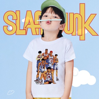 เสื้อยืด แขนสั้น พิมพ์ลายการ์ตูนอนิเมะ Slam Dunk แฟชั่นสําหรับเด็กผู้ชาย และเด็กผู้หญิง