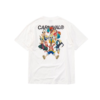 เสื้อยืดเสื้อยืดที่คุณต้องการCARNIVAL X ONE PIECE STRAW HAT PIRATES T-SHIRT WHITE Lขนาดเต็มS-5XL