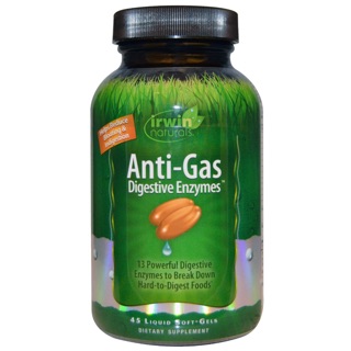 Irwin Naturals, Anti-Gas Digestive Enzymes, 45 Liquid Soft-Gels