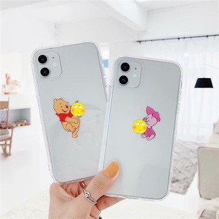 เคสโทรศัพท์มือถือ ซิลิโคน กันกระแทก ลายการ์ตูนหมีพูห์ สําหรับ iphone 12 13 pro max 7P 8Plus xr xs max 13mini 11 promax 7 8 plus 12mini