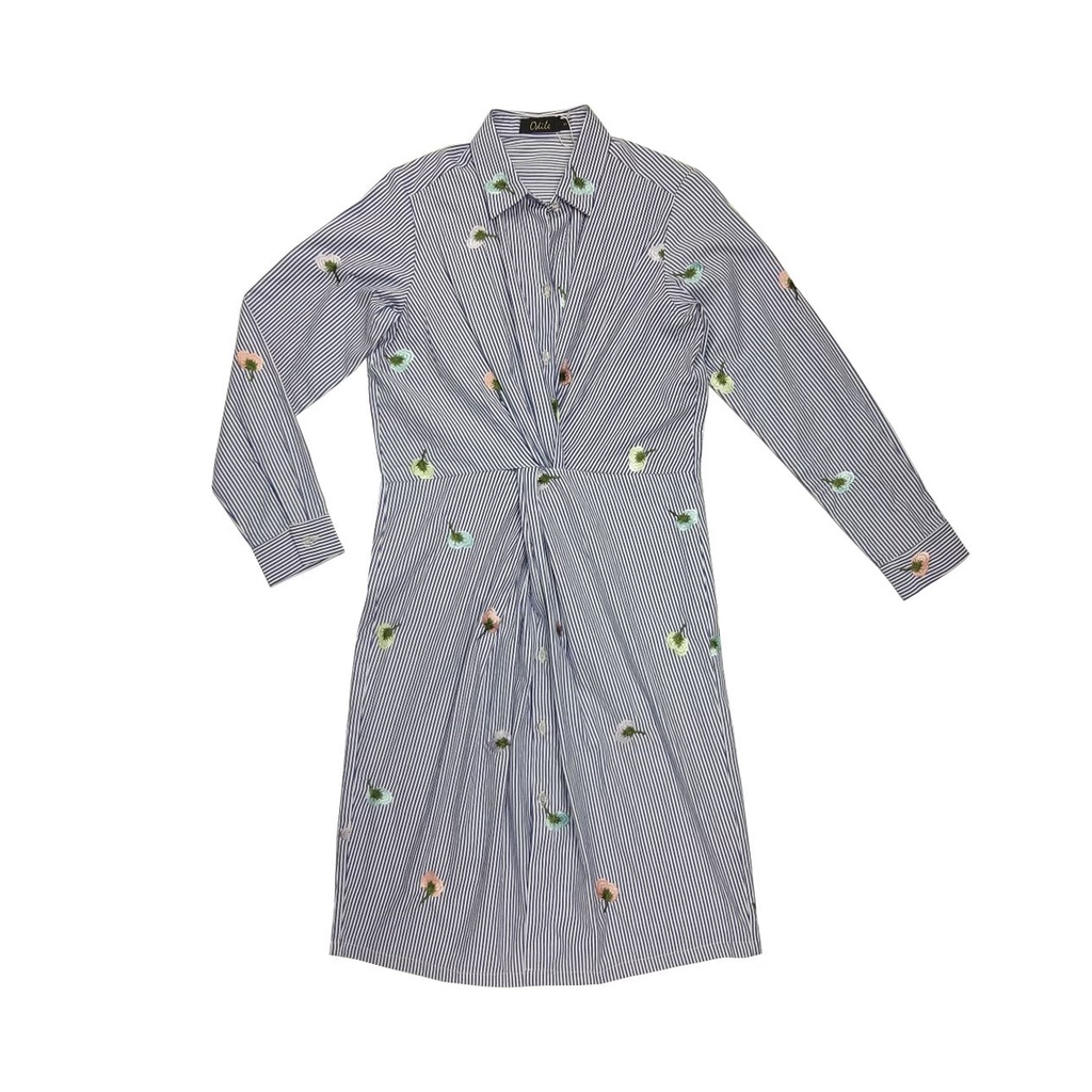Odile  Shirt dress รุ่น A17DR03BL ( น้ำเงินปัก )
