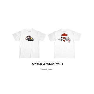 เสื้อยืดผ้าฝ้าย QWT123-2 POLISH WHITE