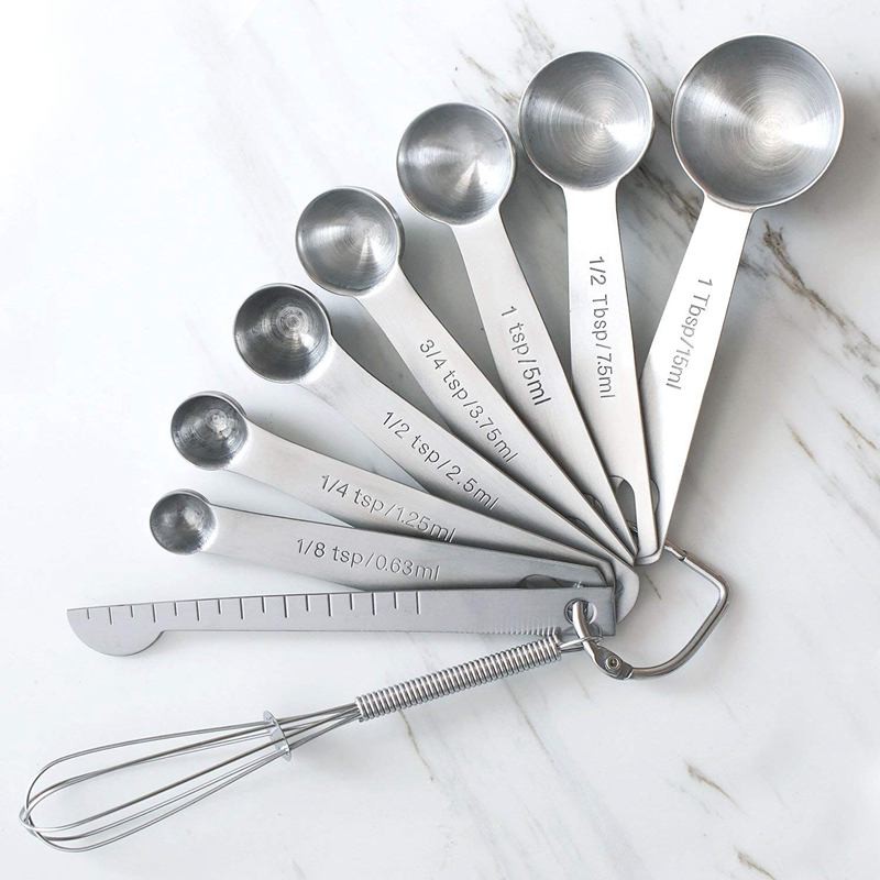 9 PCS Stackable Measuring Spoons, Stainless Steel Measuring Spoons for