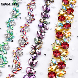 สายโซ่แก้ว ประดับคริสตัล พลอยเทียม ขนาด 50 ซม. 100 ซม. หลากส…