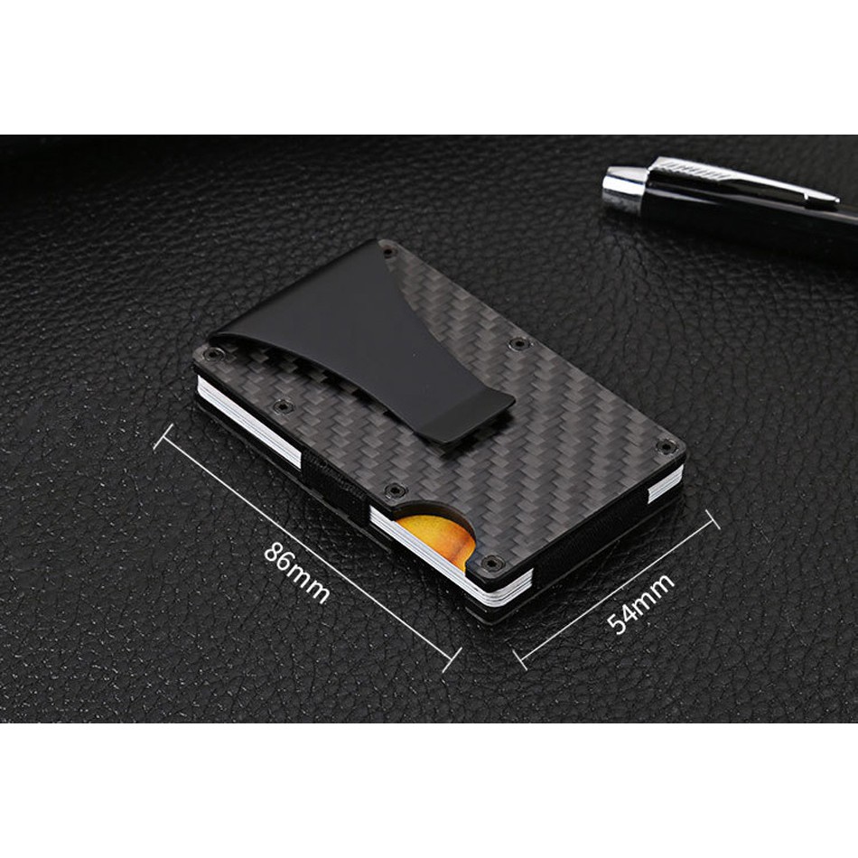 RFID RFID Navy XL Minimalist Pharos Smart Wallet Aluminum or Carbon Money Clip and Cash Strap Multipurpose