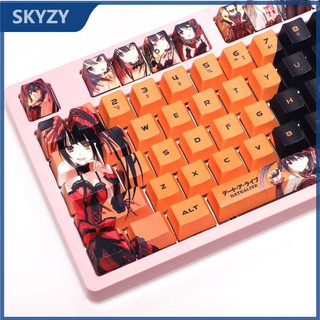 DATE A LIVE keycap PBT การ์ตูนอะนิเมะ keycap ห้าด้าน Dye sublimation คีย์บอร์ด RGB keycaps เหมาะสำหรับ 61/87/104 คีย์