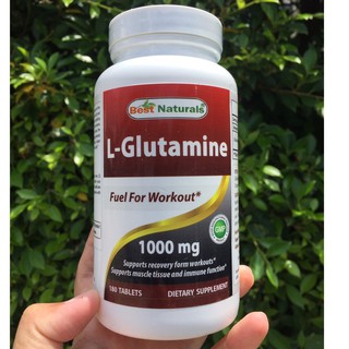 แอล-กลูตามีน L-Glutamine 1000 mg 180 Tablets (Best Naturals) ซ่อมแซมกล้ามเนื้อหลังจากการออกกำลังกาย เพิ่มพลัง บำรุงกล้าม