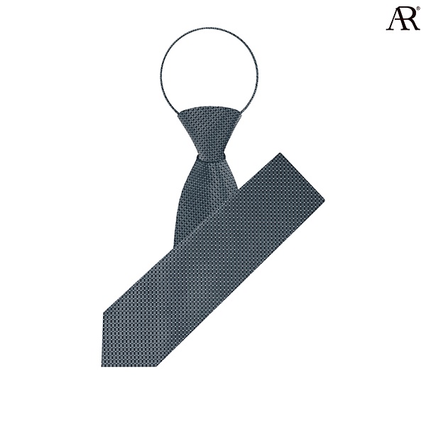 ANGELINO RUFOLO Zipper Tie7.5 CM.(NZMS-พื้นทอ011) เนคไทสำเร็จรูป ผ้าไหมทออิตาลี่คุณภาพเยี่ยม ดีไซน์ Plain สีดำ