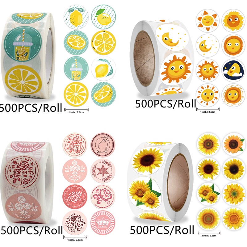 สติกเกอร์ฉลากซีลซองจดหมาย 1 นิ้ว 500 ชิ้น ต่อม้วน พร้อมสติกเกอร์ ลายดอกไม้ 8 แบบ มีกาวในตัว สําหรับตกแต่งงานปาร์ตี้ วันเกิด งานแต่งงาน