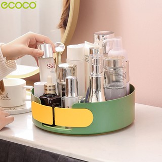 Ecoco ถาดวางเครื่องสำอาง ถาดใส่ของอเนกประสงค์ กล่องเก็บของ ถาดหมุนใส่เครื่อปรุง ถาดเก็บเครื่องสำอาง แบบหมุนได้